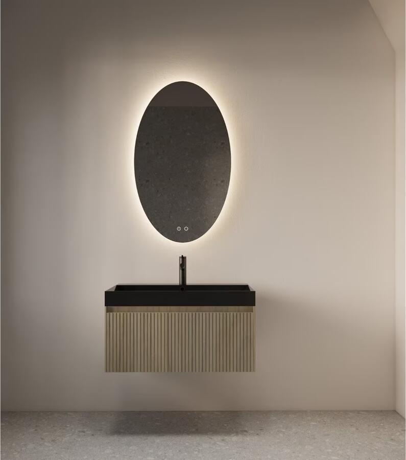 Gliss Design Badkamerspiegel Oval | 100x60 cm | Ovaal | Indirecte LED verlichting | Touch button | Met spiegelverwarming - Foto 3