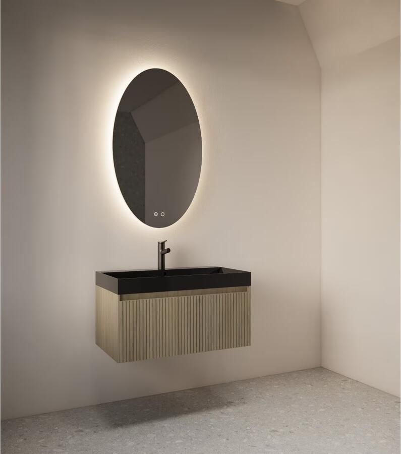 Gliss Design Badkamerspiegel Oval | 100x60 cm | Ovaal | Indirecte LED verlichting | Touch button | Met spiegelverwarming - Foto 2