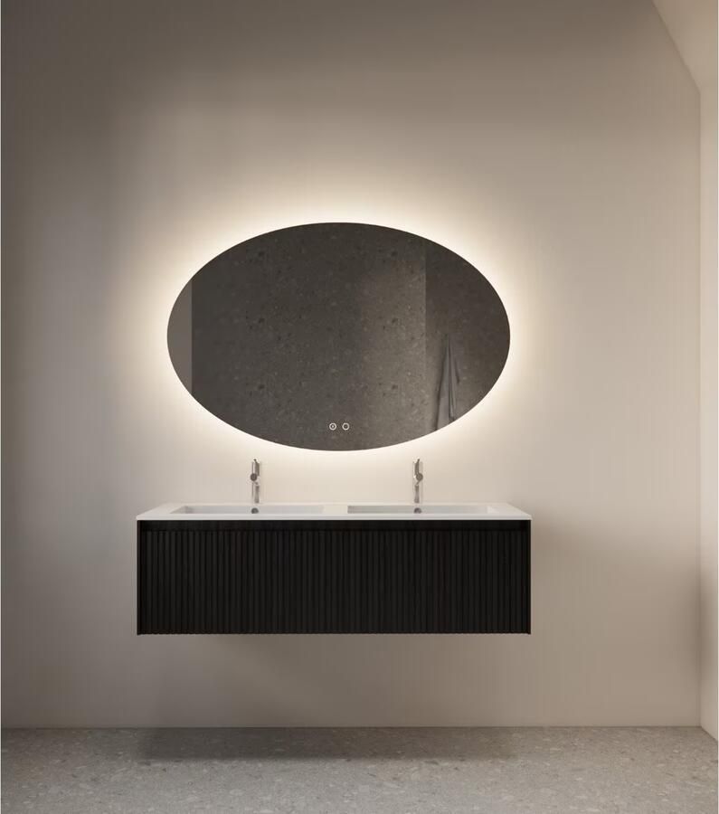Gliss Design Badkamerspiegel Oval | 140x90 cm | Ovaal | Indirecte LED verlichting | Touch button | Met spiegelverwarming