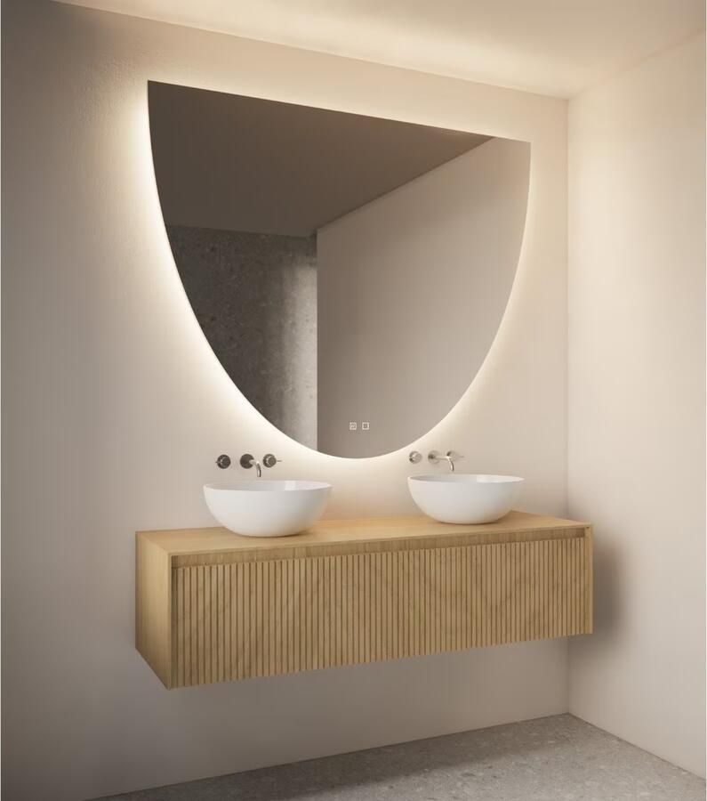 Gliss Design Badkamerspiegel ronding naar beneden EOS | 160x120 cm | Rond | Indirecte LED verlichting | Touch button | Met spiegelverwarming - Foto 3