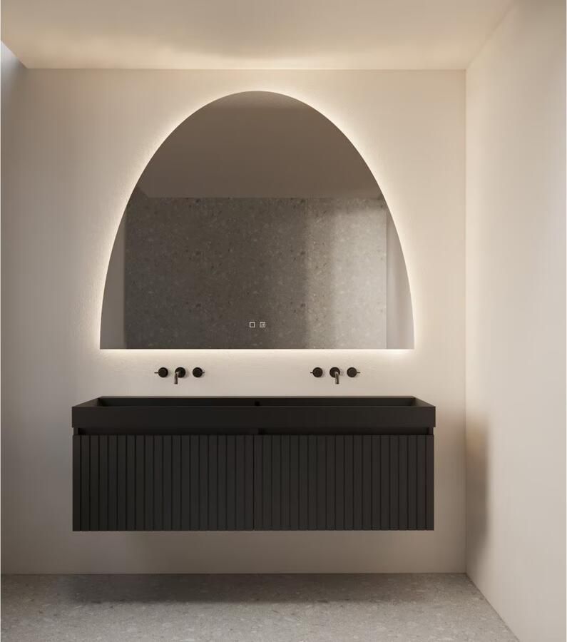 Gliss Design Badkamerspiegel ronding naar boven EOS | 140x120 cm | Rond | Indirecte LED verlichting | Touch button | Met spiegelverwarming