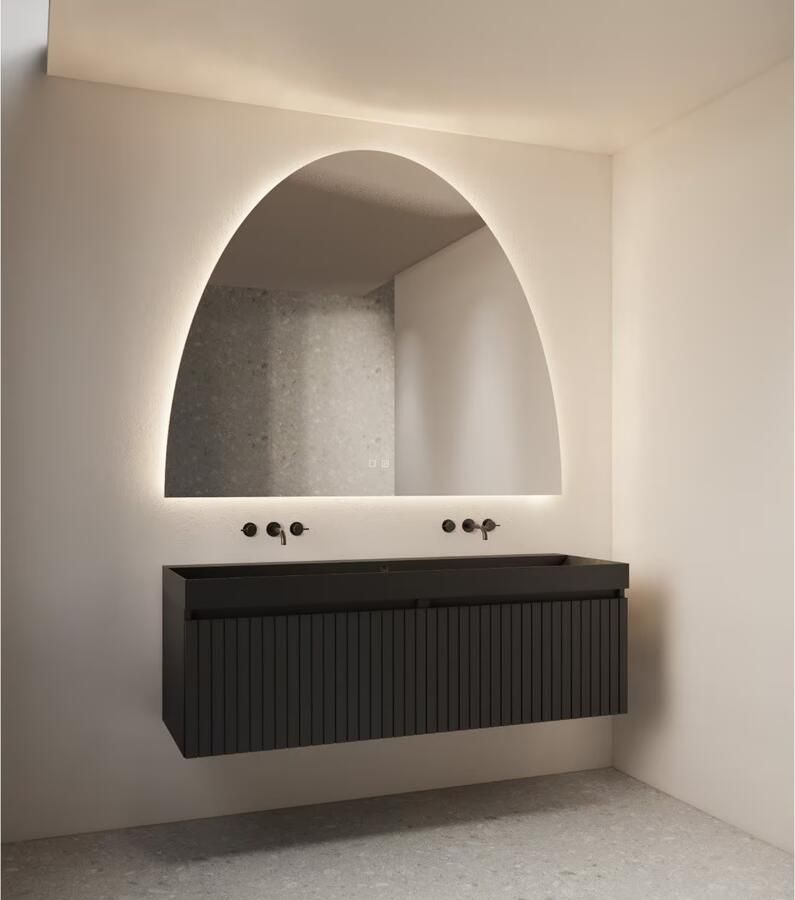 Gliss Design Badkamerspiegel ronding naar boven EOS | 140x120 cm | Rond | Indirecte LED verlichting | Touch button | Met spiegelverwarming - Foto 3