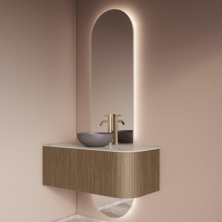 Gliss Design Badkamerspiegel Selene | 50x140 + 50x25 cm | 2-delig verticaal | Indirecte LED verlichting | Sensor bediening | Met spiegelverwarming - Foto 3