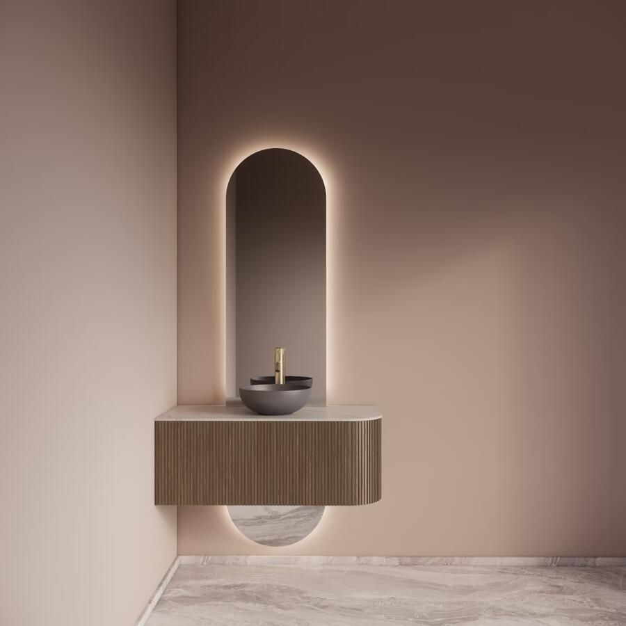 Gliss Design Badkamerspiegel Selene | 50x140 + 50x25 cm | 2-delig verticaal | Indirecte LED verlichting | Sensor bediening | Met spiegelverwarming