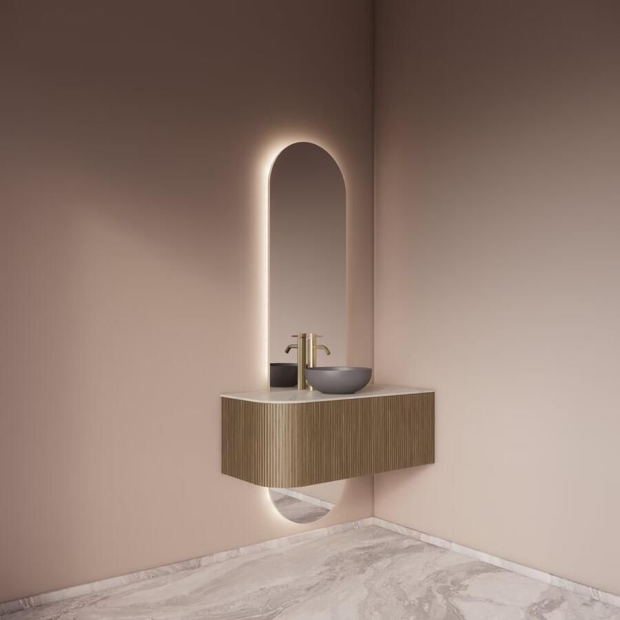 Gliss Design Badkamerspiegel Selene | 50x140 + 50x25 cm | 2-delig verticaal | Indirecte LED verlichting | Sensor bediening | Met spiegelverwarming - Foto 2