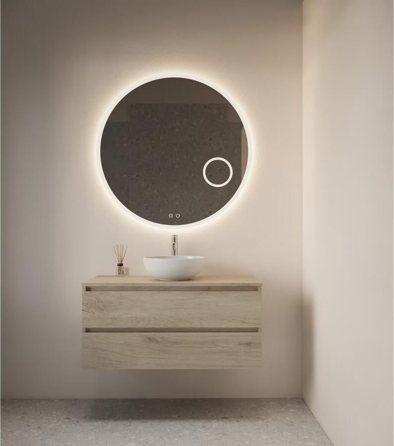 Gliss Design Badkamerspiegel Sol | 80 cm | Rond | LED verlichting rondom | Touch button | Met spiegelverwarming - Foto 3