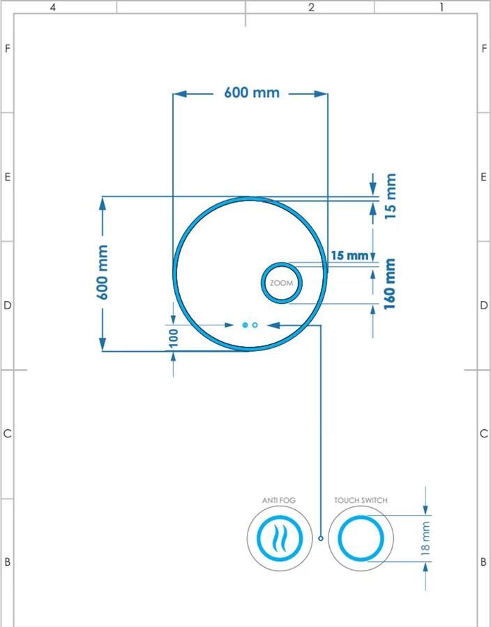 Gliss Design Badkamerspiegel Sol | 60 cm | Rond | LED verlichting rondom | Touch button | Met spiegelverwarming - Foto 3
