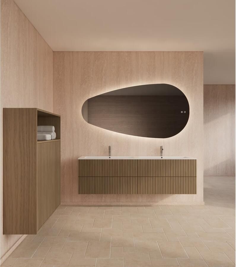 Gliss Design Badkamerspiegel Thalia | 140x71 cm | Omkeerbaar | Indirecte LED verlichting | Touch button | Met spiegelverwarming - Foto 3