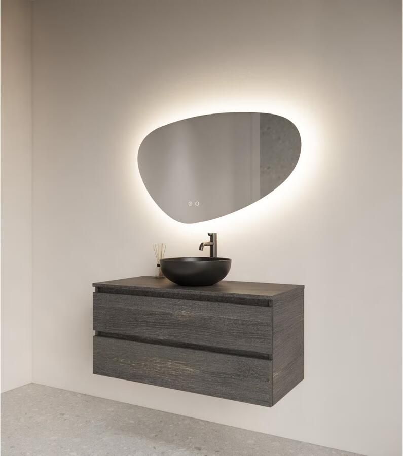 Gliss Design Badkamerspiegel Trendy | 80x47 cm | Organisch | Indirecte LED verlichting | Touch button | Met spiegelverwarming - Foto 3