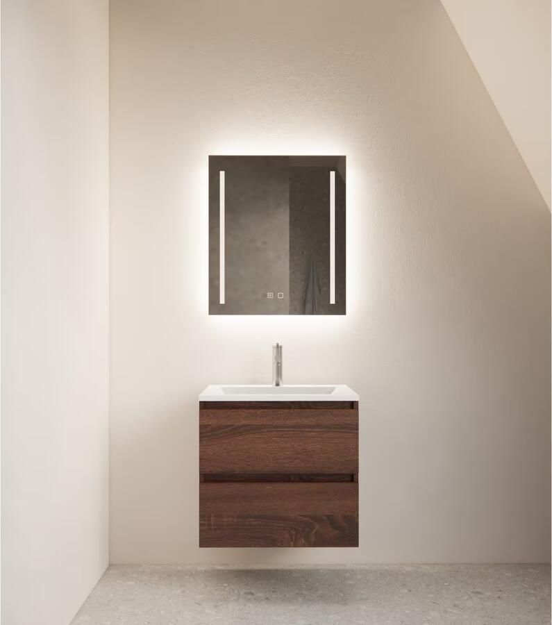 Gliss Design Badkamerspiegel Vertical | 70x70 cm | Rechthoekig | Indirecte LED verlichting | Touch button | Met spiegelverwarming - Foto 3