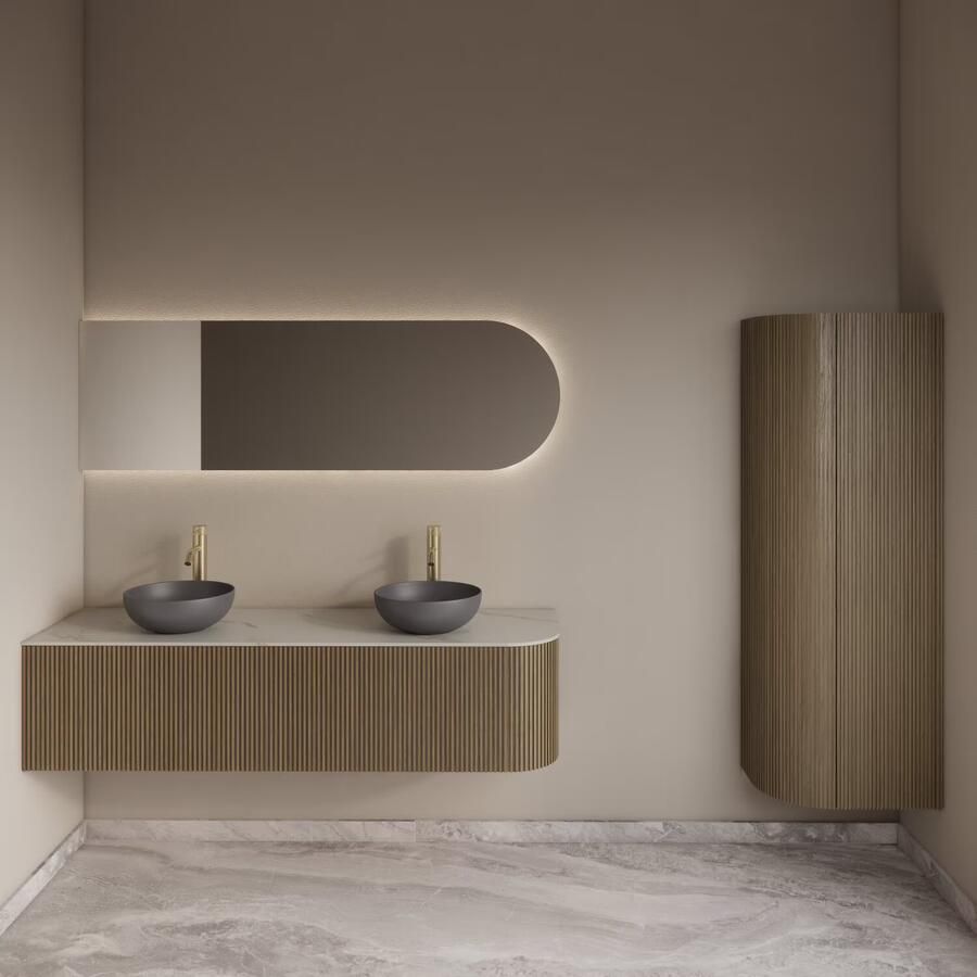 Gliss Design Badkamerspiegel Zelus | 160x60 cm | Links | Directe en indirecte LED verlichting | Sensor bediening | Met spiegelverwarming