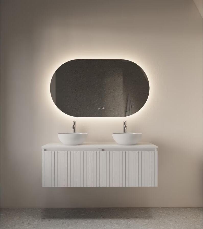 Gliss Design Orion spiegel met verwarming en verlichting 160x70 cm ovaal Horizontaal - Foto 2