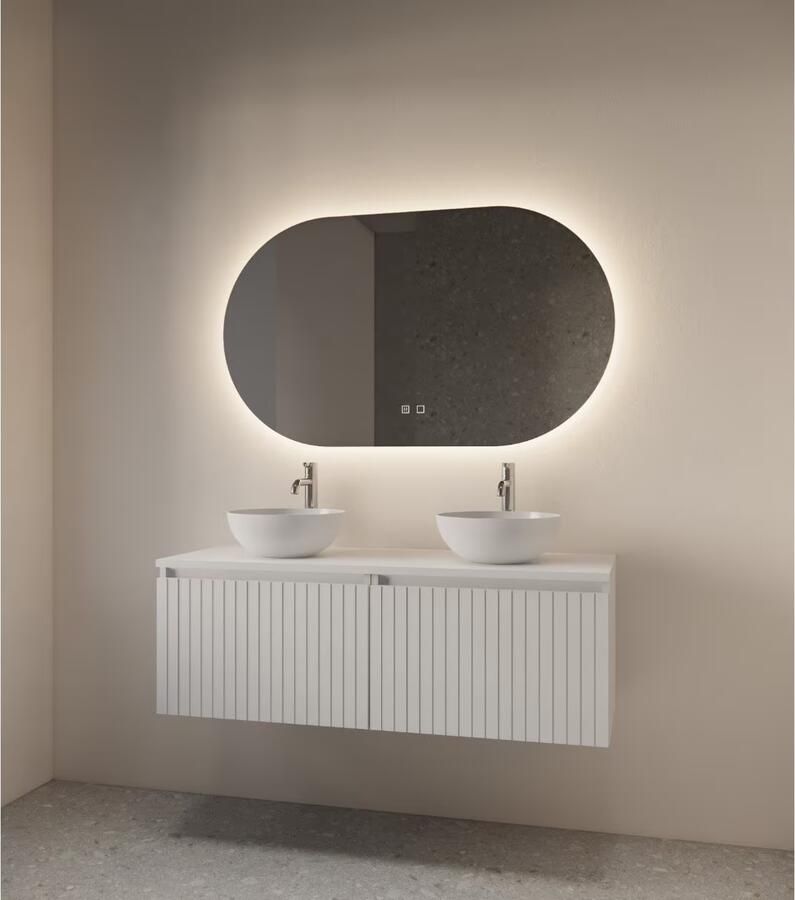 Gliss Design Orion spiegel met verwarming en verlichting 160x70 cm ovaal Horizontaal - Foto 3