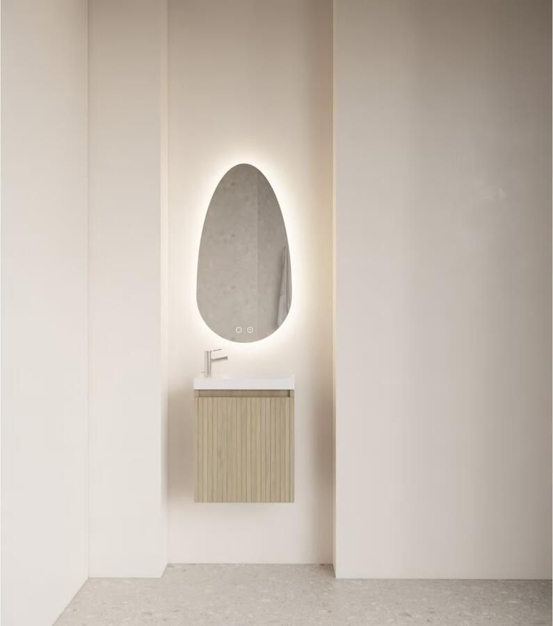 Gliss Design Toiletspiegel Triton | 40x75 cm | Organisch| Indirecte LED verlichting | Touch button | Met spiegelverwarming - Foto 3