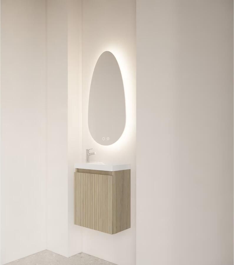 Gliss Design Toiletspiegel Triton | 40x75 cm | Organisch| Indirecte LED verlichting | Touch button | Met spiegelverwarming - Foto 2