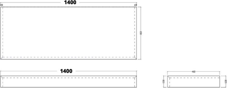 Gliss Design Topdek ruw gerookt 140 cm inclusief ophangbeugels