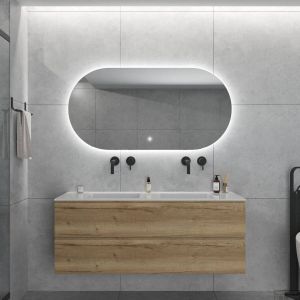 Gliss Design Orion spiegel met verwarming en verlichting 100x70 cm ovaal Horizontaal