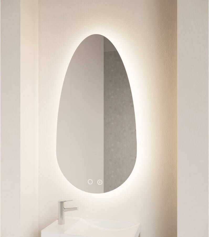 Gliss Design Toiletspiegel Triton | 40x75 cm | Ovaal | Indirecte LED verlichting | Touch button | Met spiegelverwarming
