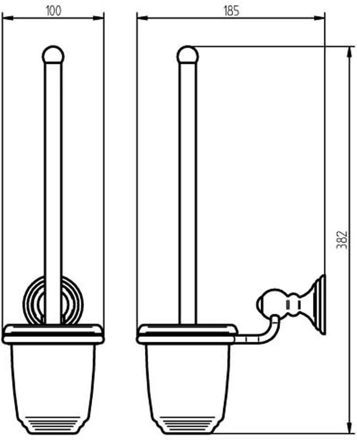 Haceka Allure toilet borstel glas vintage chroom