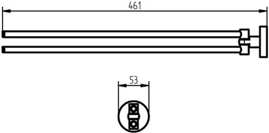 Haceka Draaibare handdoek houder Kosmos | Wandmontage | 5.3 cm | Dubbele houder | Geborsteld goud - Foto 3
