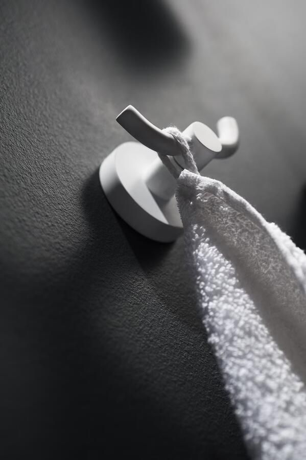 Haceka Handdoek haak Kosmos | Wandmontage | 9 cm | Dubbel haaks | Mat wit - Foto 2