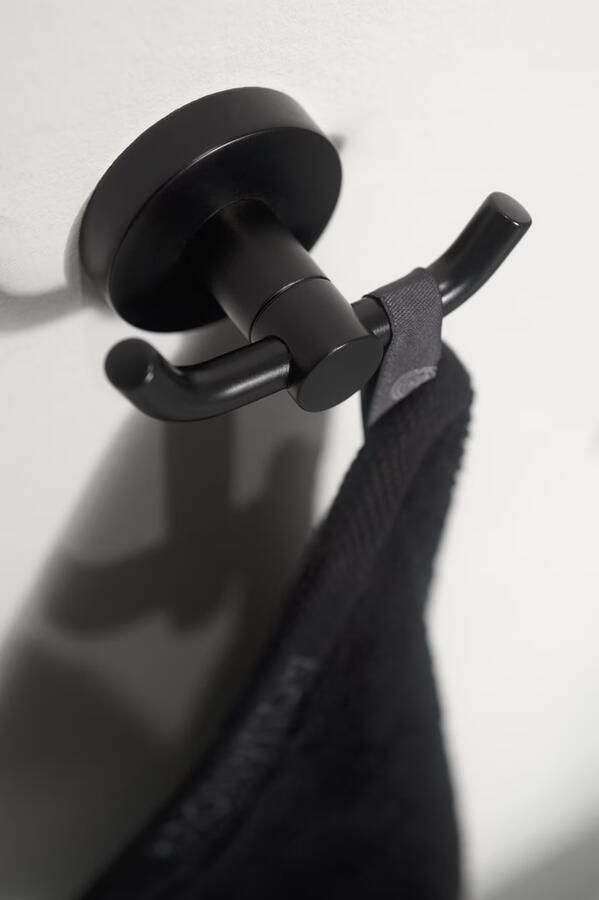 Haceka Handdoek haak Kosmos | Wandmontage | 9 cm | Dubbel haaks | Mat zwart - Foto 2