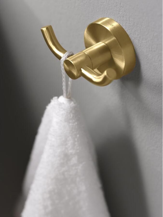Haceka Handdoek haak Kosmos | Wandmontage | 9.1 cm | Dubbel haaks | Geborsteld goud
