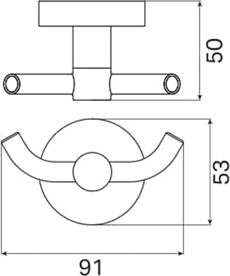 Haceka Handdoek haak Kosmos | Wandmontage | 9.1 cm | Dubbel haaks | Grafiet - Foto 2