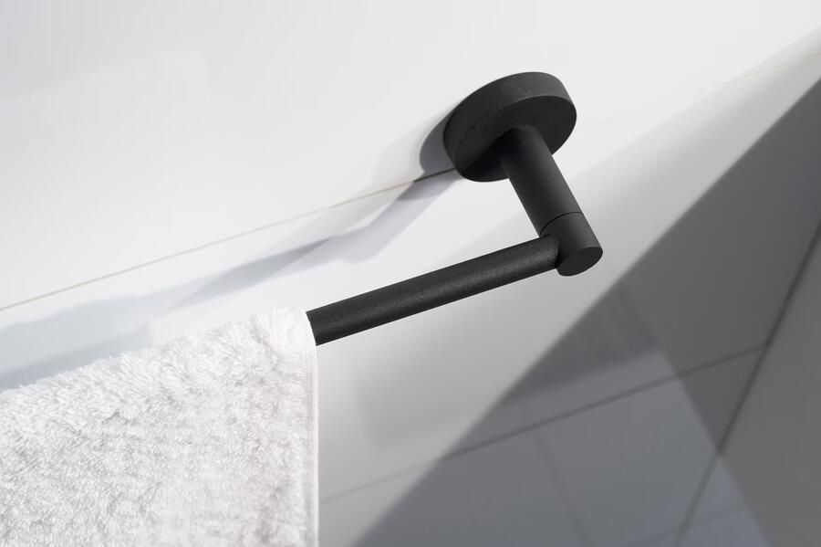 Haceka Handdoek houder Kosmos | Wandmontage | 61.3 cm | Enkel houder | Zwart mat - Foto 3