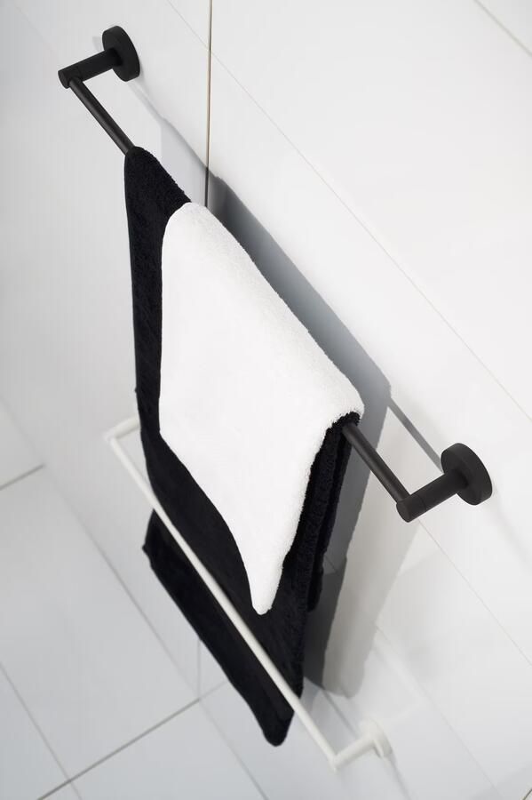 Haceka Handdoek houder Kosmos | Wandmontage | 61.3 cm | Enkel houder | Zwart mat - Foto 2