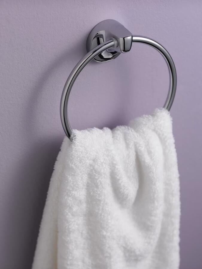 Haceka Handdoek ring Aspen | Wandmontage | Messing | Rond | Chroom - Foto 2