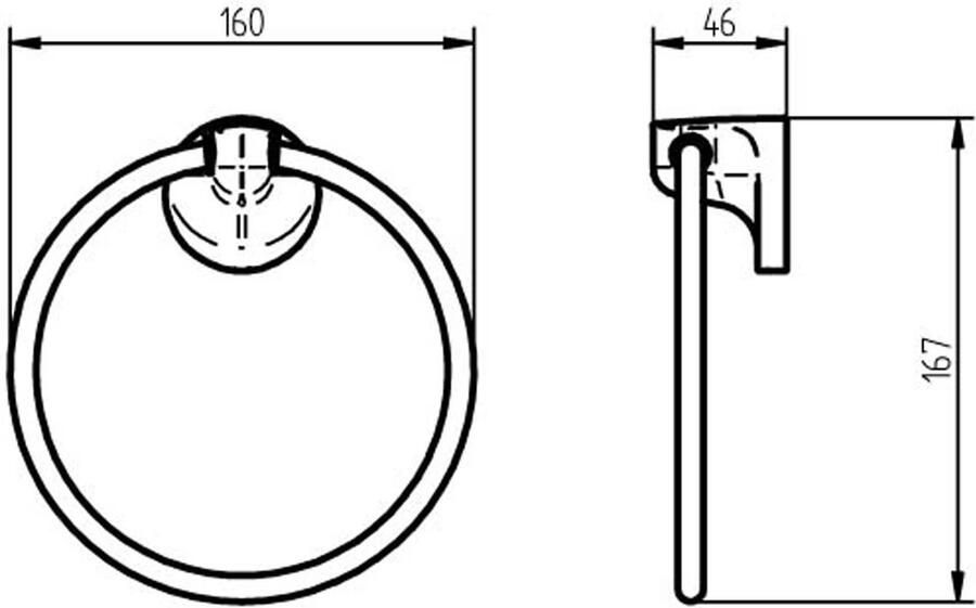 Haceka Handdoek ring Aspen | Wandmontage | Messing | Rond | Chroom