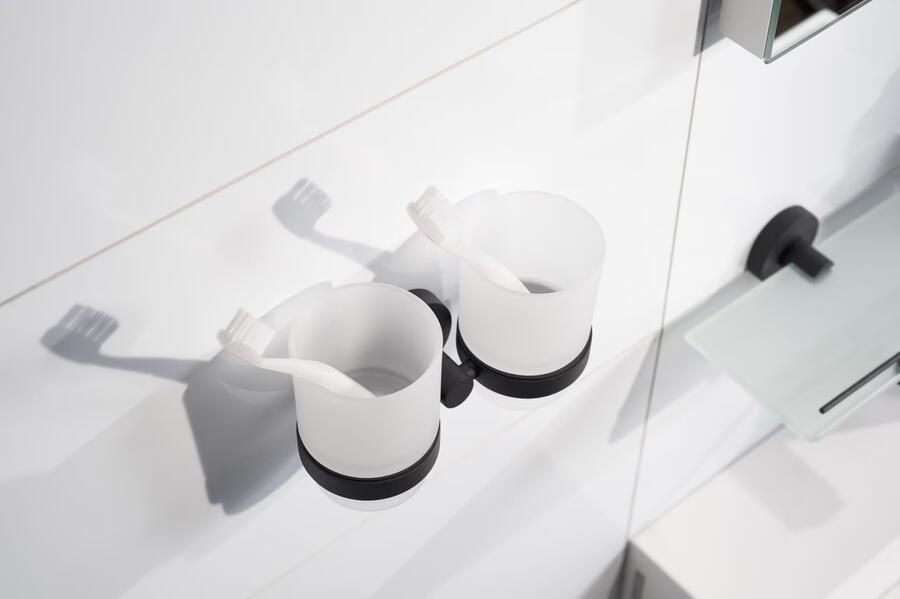 Haceka Kosmos dubbele glashouder zwart mat