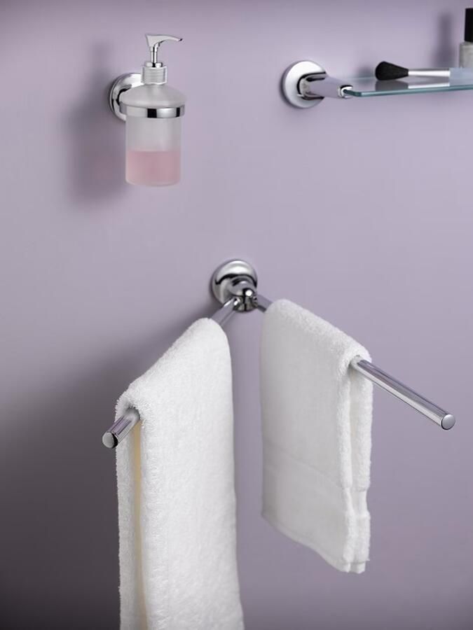 Haceka Draaibare handdoek houder Aspen | Wandmontage | 42.8 cm | Enkel houder | Chroom - Foto 2