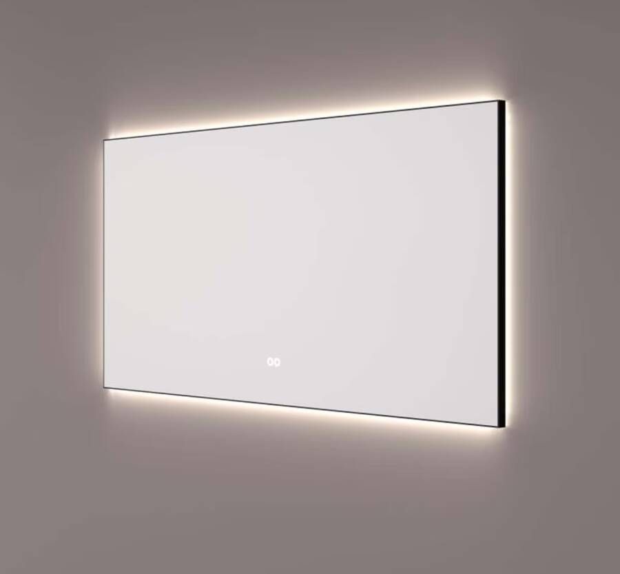 Hipp Design Badkamerspiegel SPV12500BL | 100x70 cm | Rechthoekig | Indirecte LED verlichting | Touch button | Met spiegelverwarming | Zwarte omlijsting