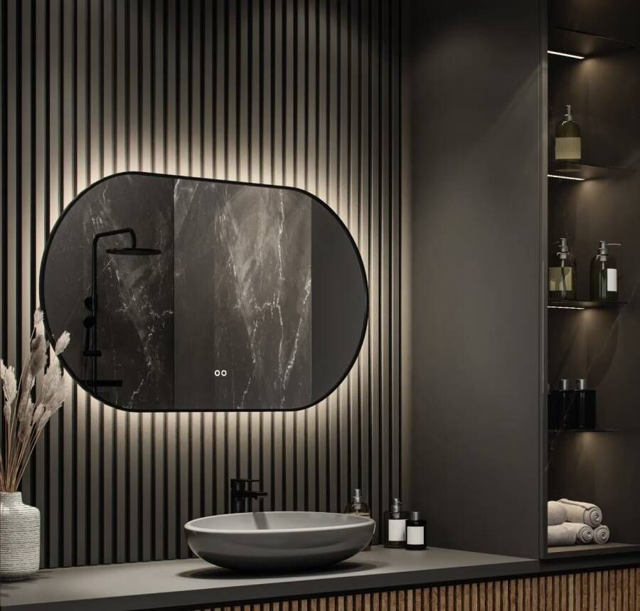 Hipp Design Badkamerspiegel SPV13700BL | 100x70 cm | Ovaal | Indirecte LED verlichting | Touch button | Met spiegelverwarming