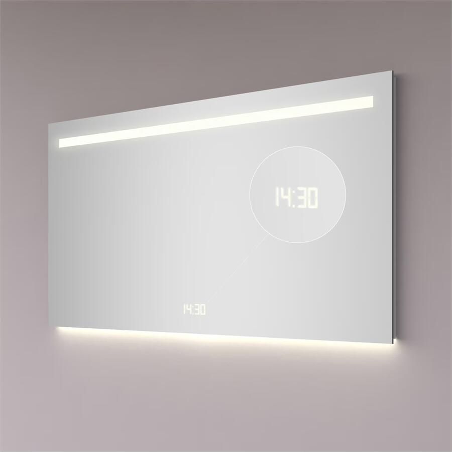Hipp Design Badkamerspiegel met klok SPV5000 | 100x70 cm | Directe LED verlichting | Touch button | Met spiegelverwarming