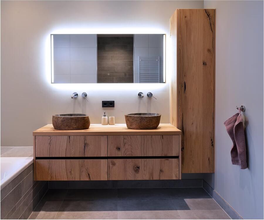 Hipp Design Badkamerspiegel SPV12000 | 80x70 cm | Directe en indirecte LED verlichting | Touch button | Met spiegelverwarming - Foto 2