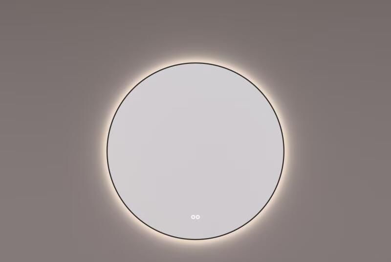 Hipp Design Badkamerspiegel SPV13500BL | 70 cm | Rond | Indirecte LED verlichting | Touch button | Met spiegelverwarming | Zwart metalen frame - Foto 3