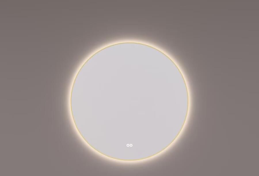 Hipp Design Badkamerspiegel SPV13500MES | 100 cm | Rond | Indirecte LED verlichting | Touch button | Met spiegelverwarming | Geborsteld messing frame - Foto 3