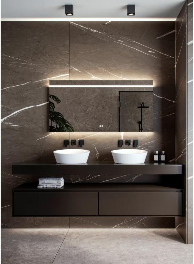 Hipp Design Badkamerspiegel SPV4500 | 100x70 cm | Rechthoek | Directe en indirect LED verlichting | Touch button | Met spiegelverwarming - Foto 2