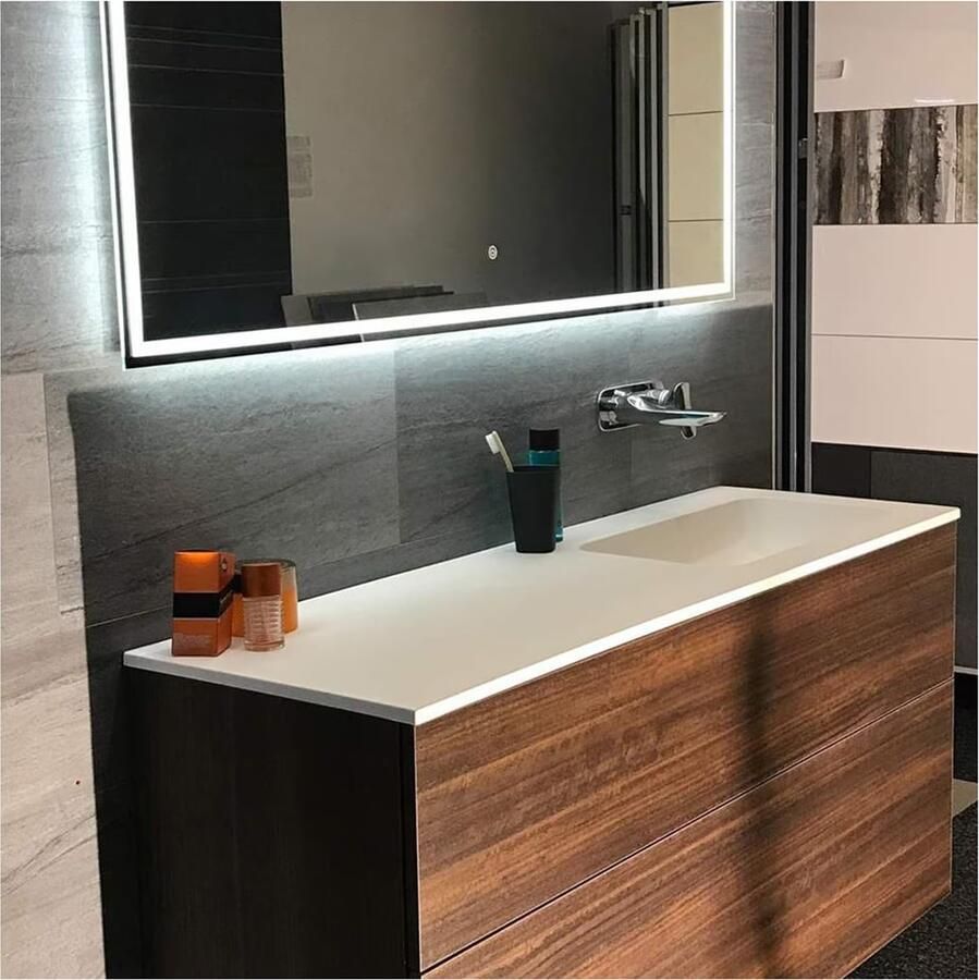 Hipp Design Badkamerspiegel SPV9000 | 90x70 cm | Directe- en indirecte LED verlichting | Touch button | Met spiegelverwarming - Foto 3