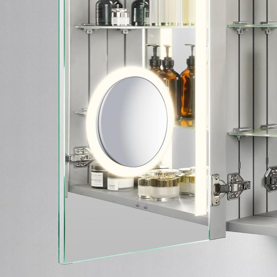 Hipp Design Spiegelkast SPK42000 | 120x70x14 cm | 2 Deuren | Directe LED verlichting | Aluminium | Met spiegelverwarming