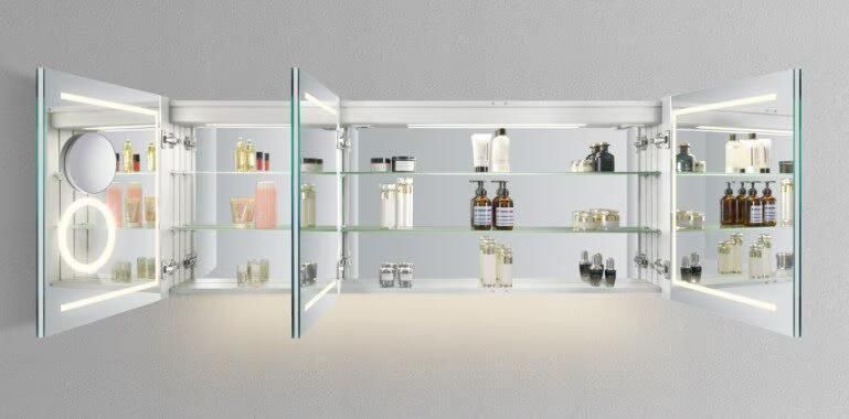 Hipp Design Spiegelkast SPK62000 | 160x70x14 cm | 3 Deuren | Directe LED verlichting | Aluminium | Met spiegelverwarming - Foto 3