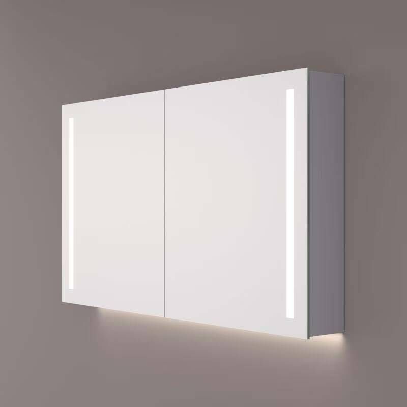 Hipp Design Spiegelkast SPK42000 | 100x70x14 cm | 2 Deuren | Directe LED verlichting | Aluminium | Met spiegelverwarming