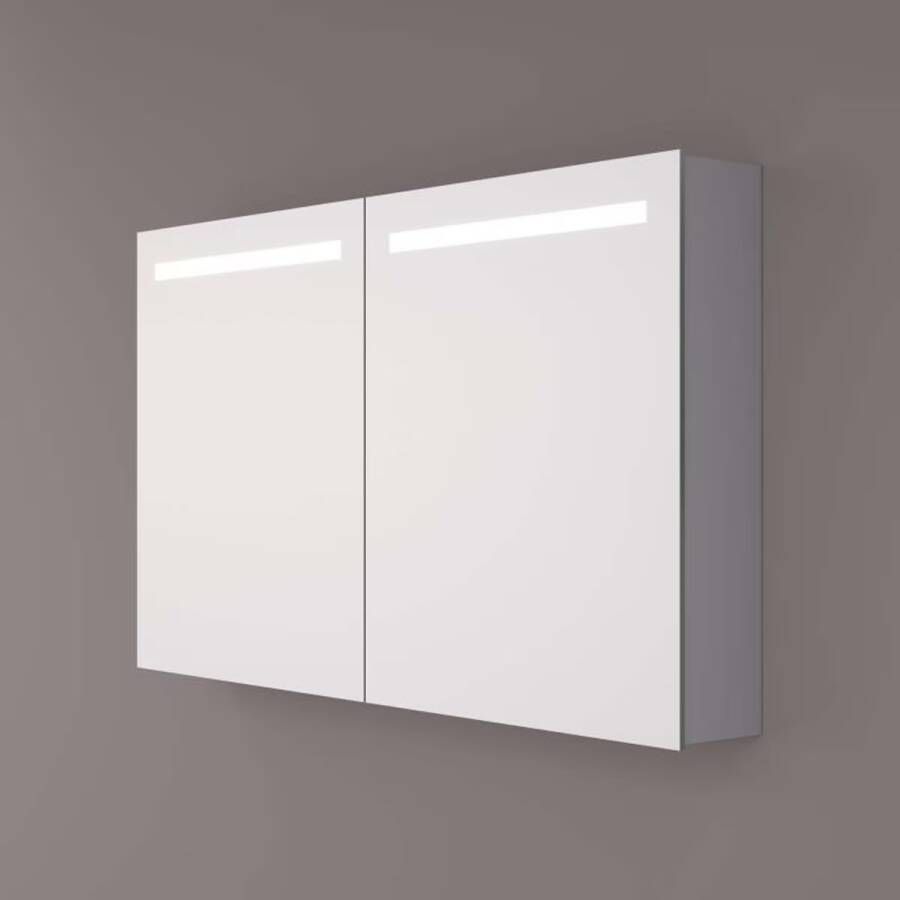 Hipp Design Spiegelkast SPK51000 | 100x70x14 cm | 2 Deuren | Directe LED verlichting | Aluminium | Met spiegelverwarming