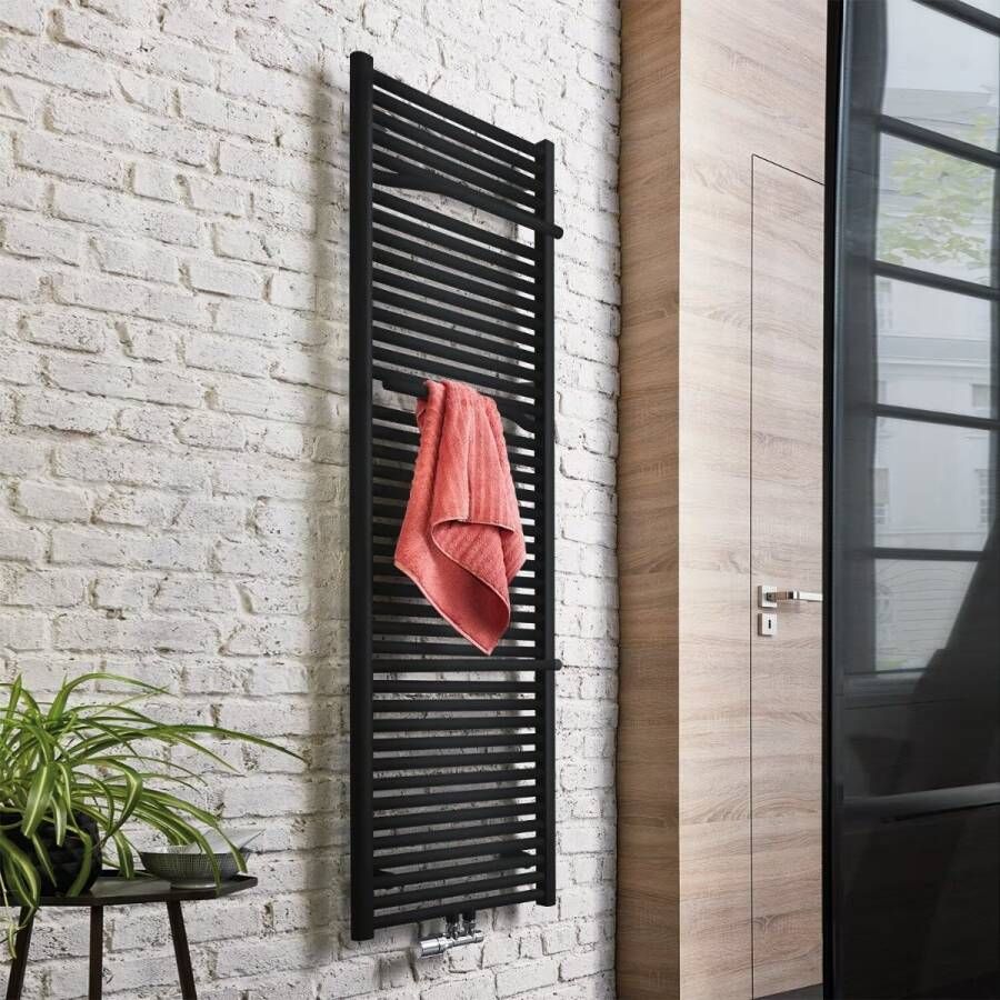 HSK Handdoekradiator Line Plus| 50x177.5 cm | CV en of electrische werking | Mat zwart