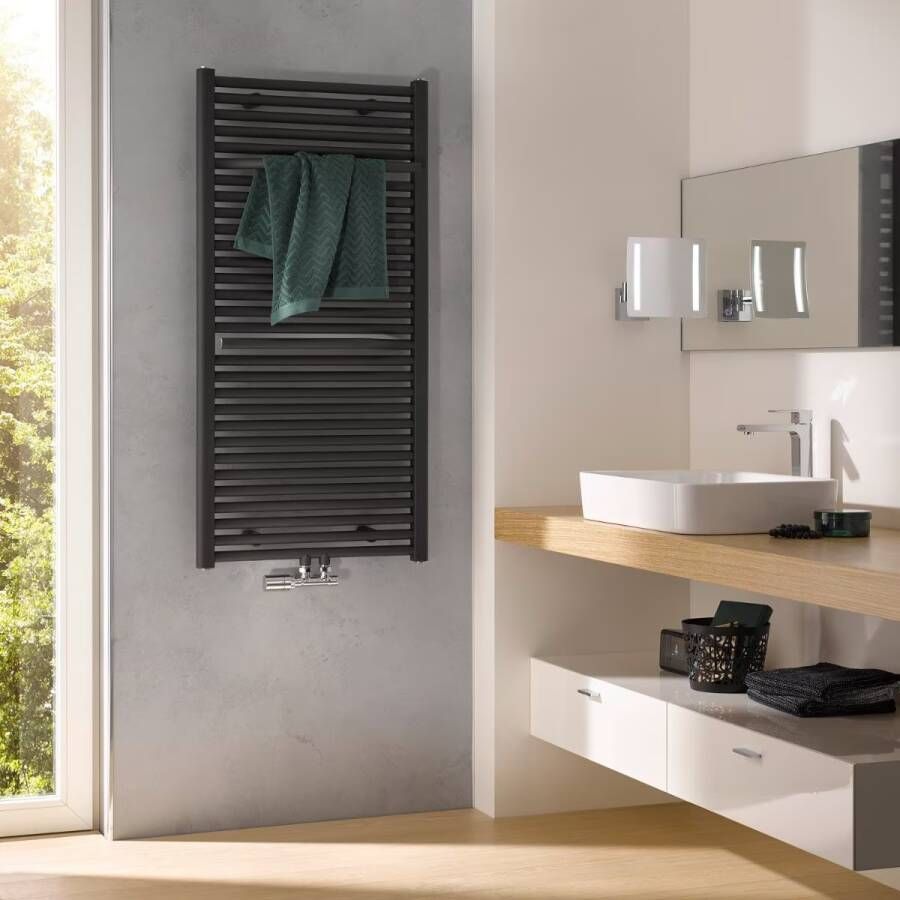 HSK Handdoekradiator Line Plus| 60x121.5 cm | CV en of electrische werking | Grafiet-zwart