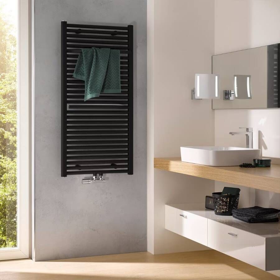 HSK Handdoekradiator Line Plus| 60x121.5 cm | CV en of electrische werking | Mat zwart