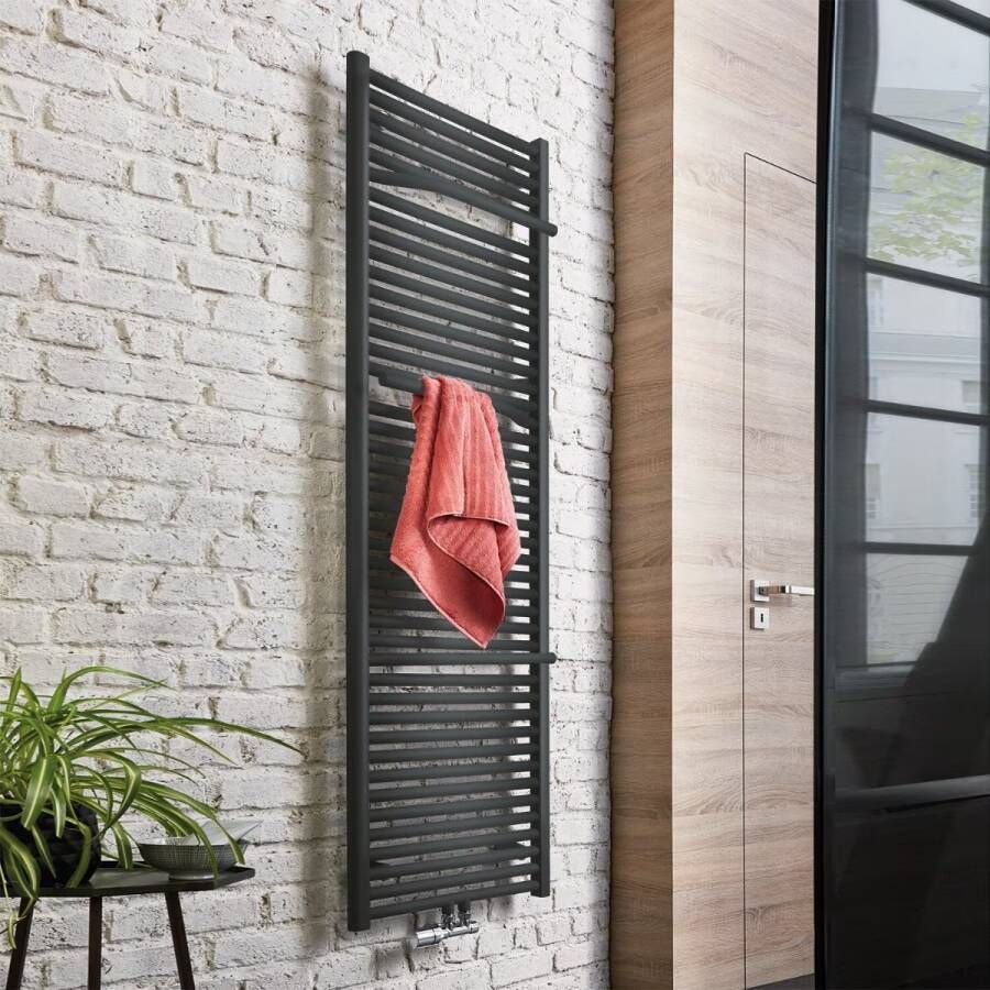 HSK Handdoekradiator Line Plus| 60x177.5 cm | CV en of electrische werking | Grafiet-zwart